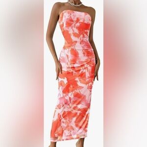 PrettyGarden Floral Strapless Dress NEW